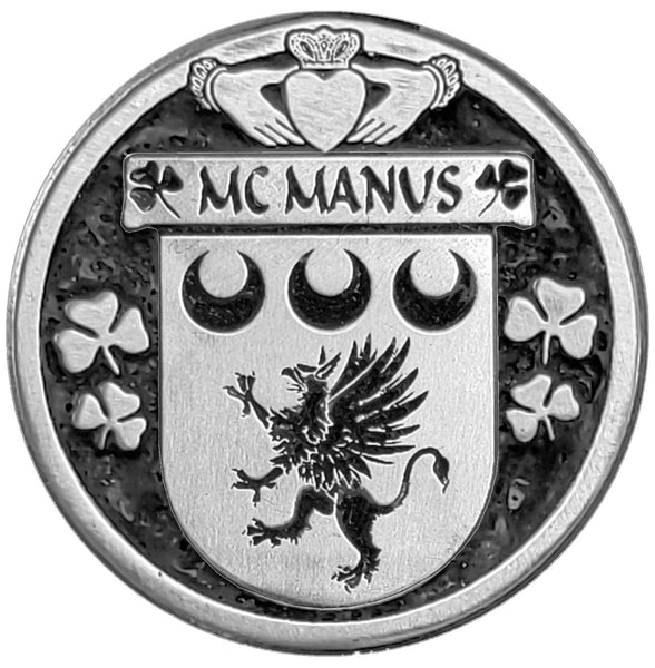 McManus Barry Irish Coat of Arms Disk Bow Brooch