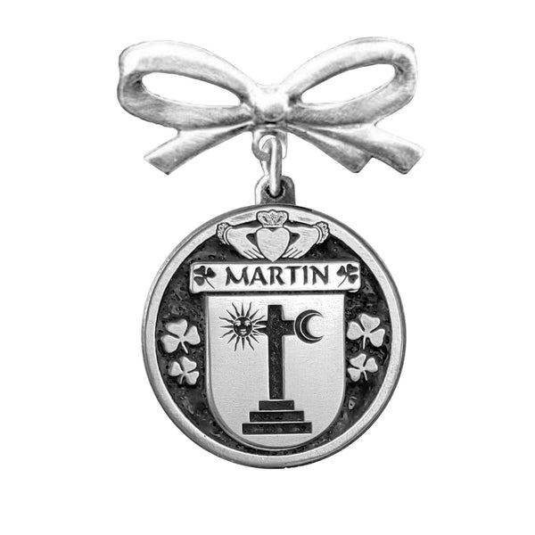 Martin Irish Coat of Arms Disk Bow Brooch