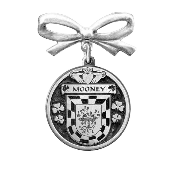 Mooney Irish Coat of Arms Disk Bow Brooch
