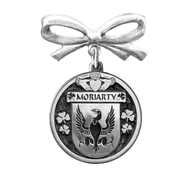 Moriarty Irish Coat of Arms Disk Bow Brooch