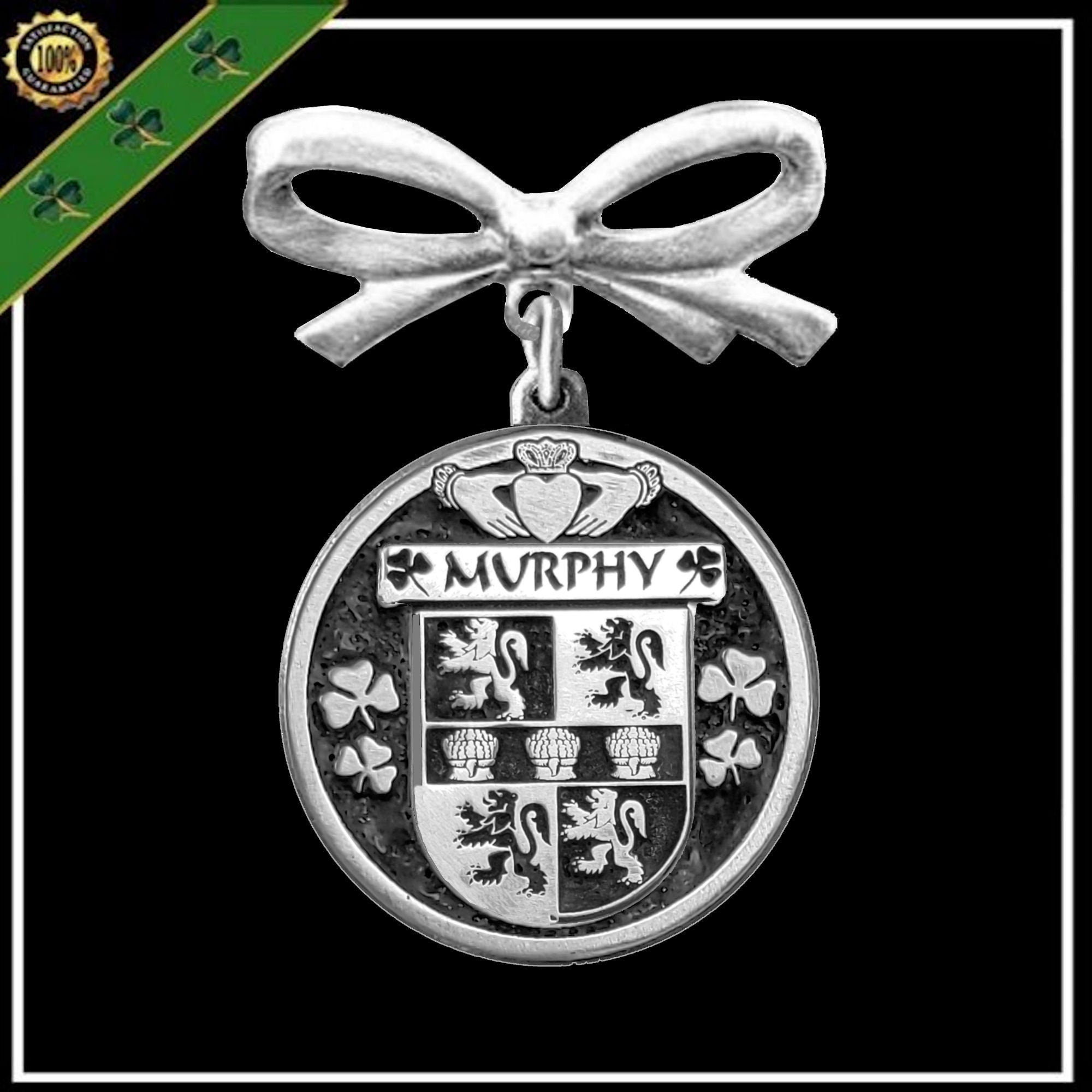 Murphy Irish Coat of Arms Disk Bow Brooch