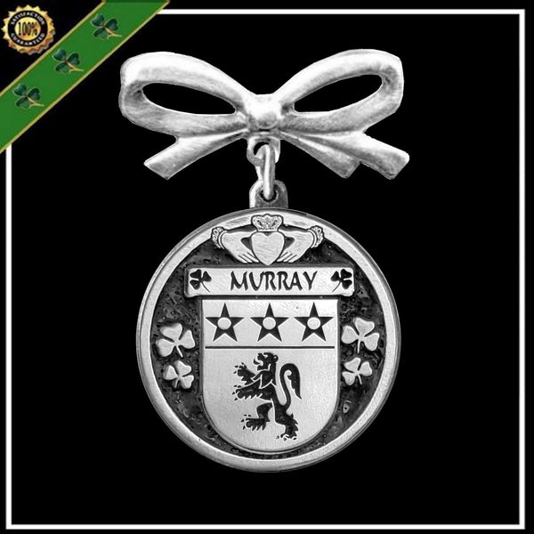 Murray Irish Coat of Arms Disk Bow Brooch