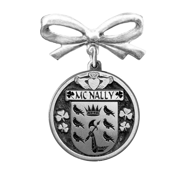 McNally Irish Coat of Arms Disk Bow Brooch