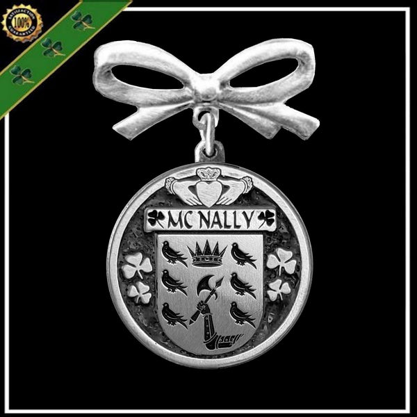 McNally Irish Coat of Arms Disk Bow Brooch