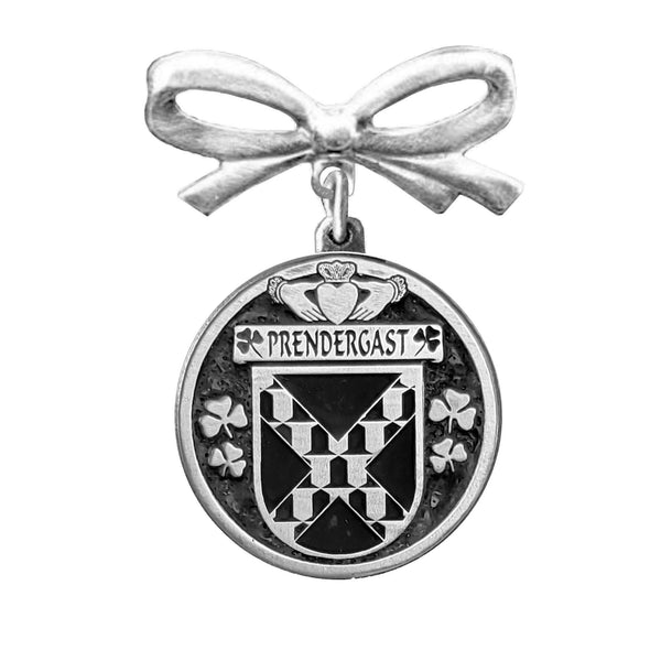 Prendergast Tipperary Irish Coat of Arms Disk Bow Brooch