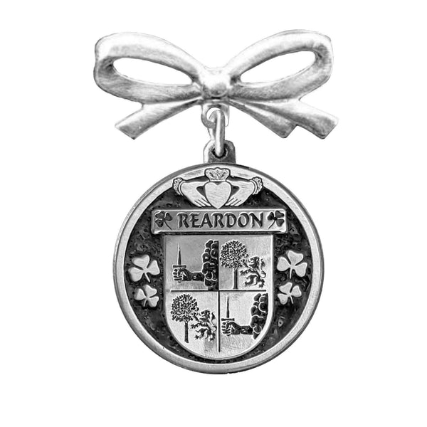 Reardon Irish Coat of Arms Disk Bow Brooch