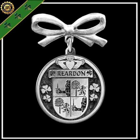 Reardon Irish Coat of Arms Disk Bow Brooch