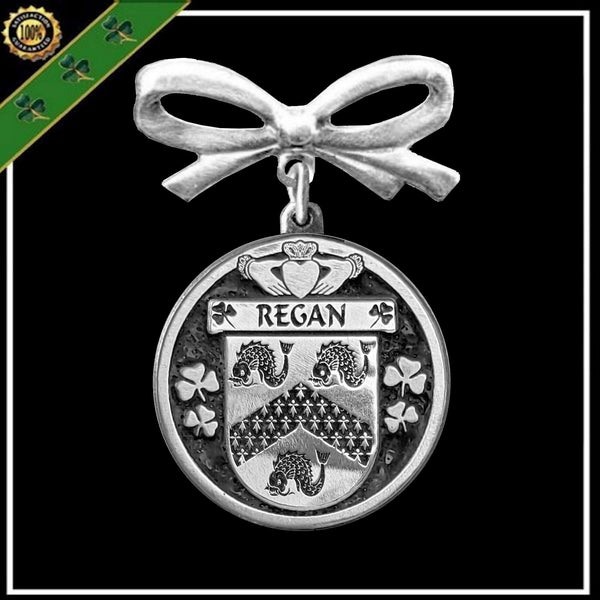Regan Irish Coat of Arms Disk Bow Brooch