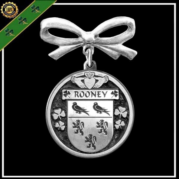 Rooney Irish Coat of Arms Disk Bow Brooch