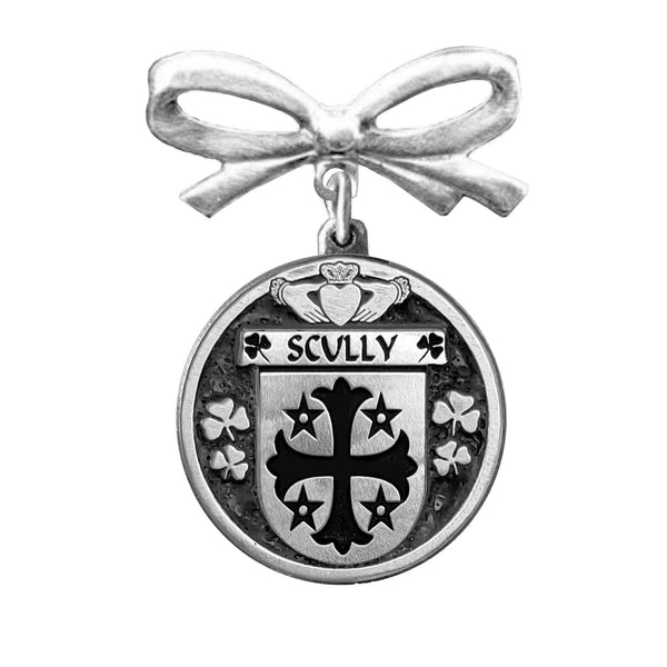 Scully Irish Coat of Arms Disk Bow Brooch