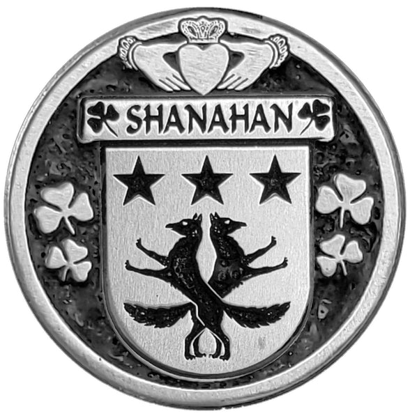 Shanahan Irish Coat of Arms Disk Bow Brooch