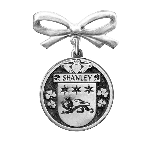 Shanley Irish Coat of Arms Disk Bow Brooch