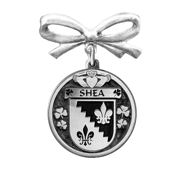 Shea Irish Coat of Arms Disk Bow Brooch