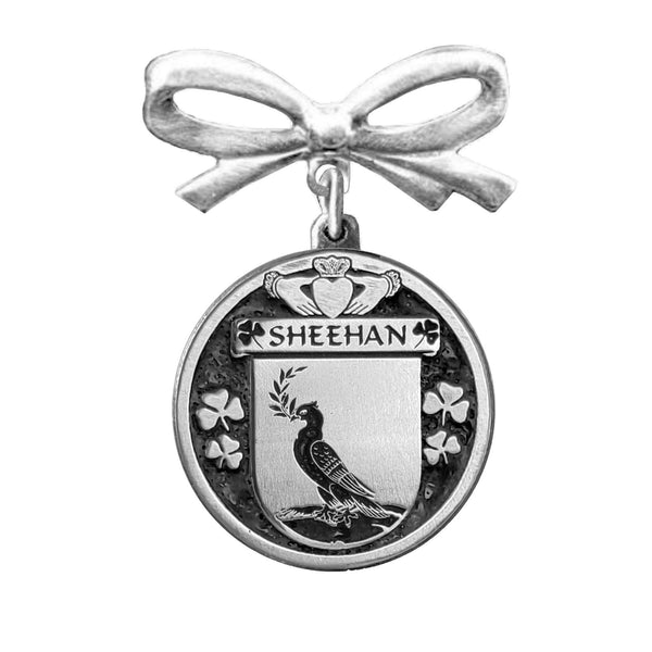 Sheehan Irish Coat of Arms Disk Bow Brooch