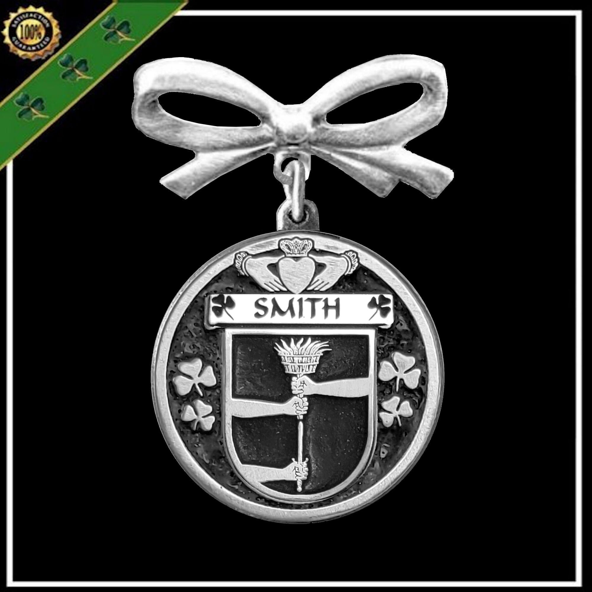 Smith Irish Coat of Arms Disk Bow Brooch