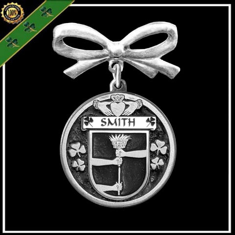 Smith Irish Coat of Arms Disk Bow Brooch