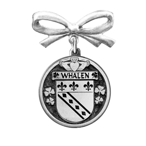 Whalen Irish Coat of Arms Disk Bow Brooch