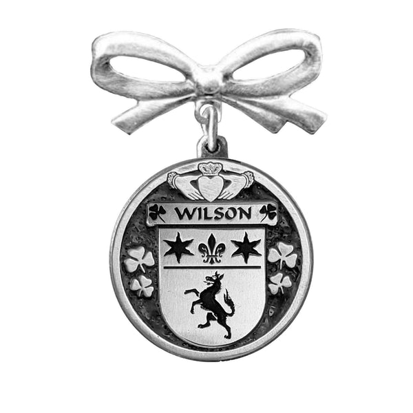 Wilson Irish Coat of Arms Disk Bow Brooch