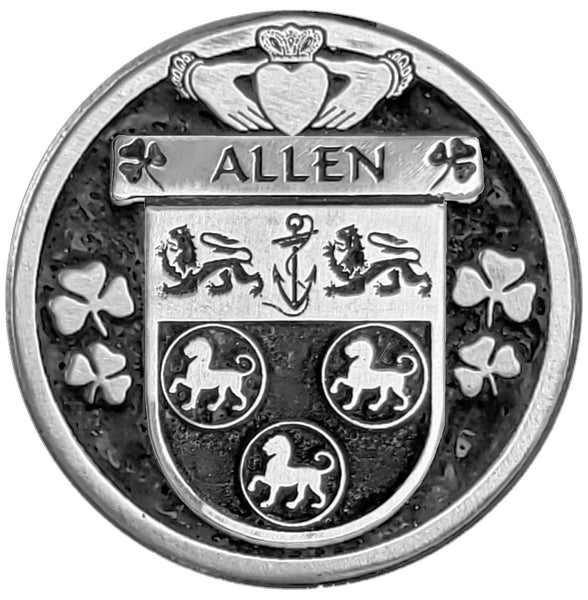 Allen Irish Coat of Arms Celtic Cross Bow Brooch