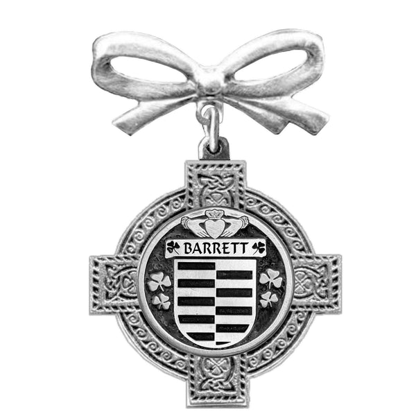 Barrett Irish Coat of Arms Celtic Cross Bow Brooch