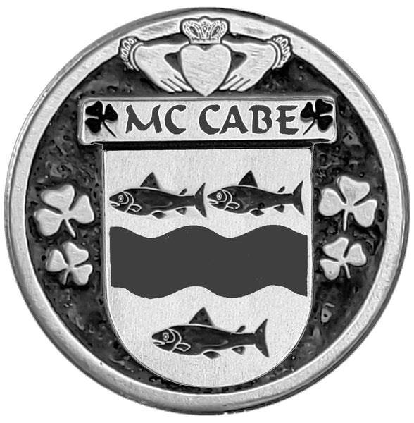 McCabe Irish Coat of Arms Celtic Cross Bow Brooch