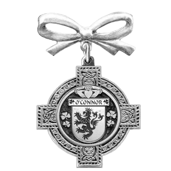 O'Connor Kerry Irish Coat of Arms Celtic Cross Bow Brooch