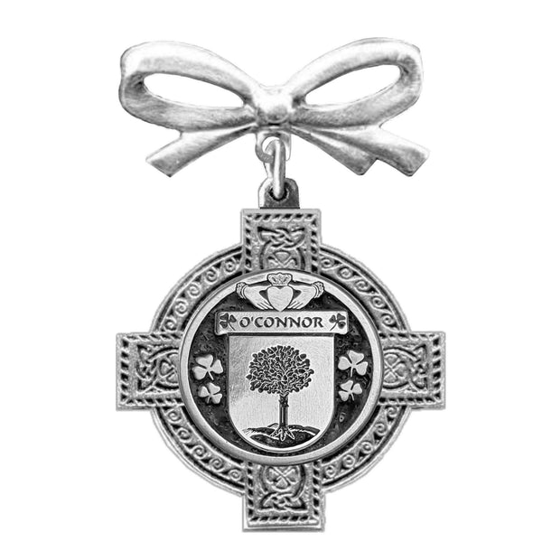 O'Connor Offlay Irish Coat of Arms Celtic Cross Bow Brooch