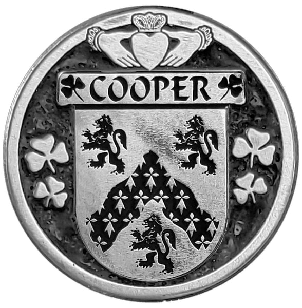 Cooper Irish Coat of Arms Celtic Cross Bow Brooch