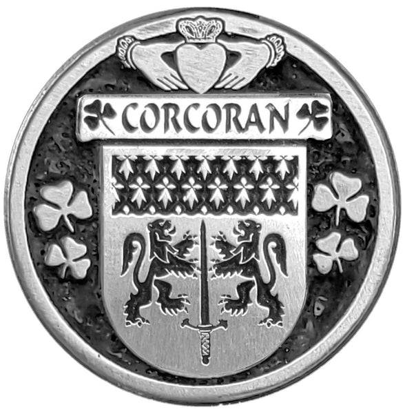 Corcoran Irish Coat of Arms Celtic Cross Bow Brooch