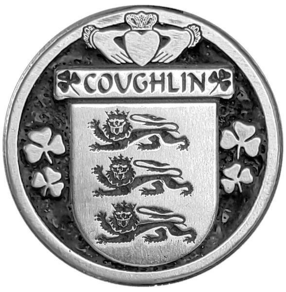 Coughlin Irish Coat of Arms Celtic Cross Bow Brooch