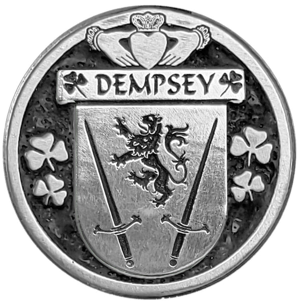 Dempsey Irish Coat of Arms Celtic Cross Bow Brooch