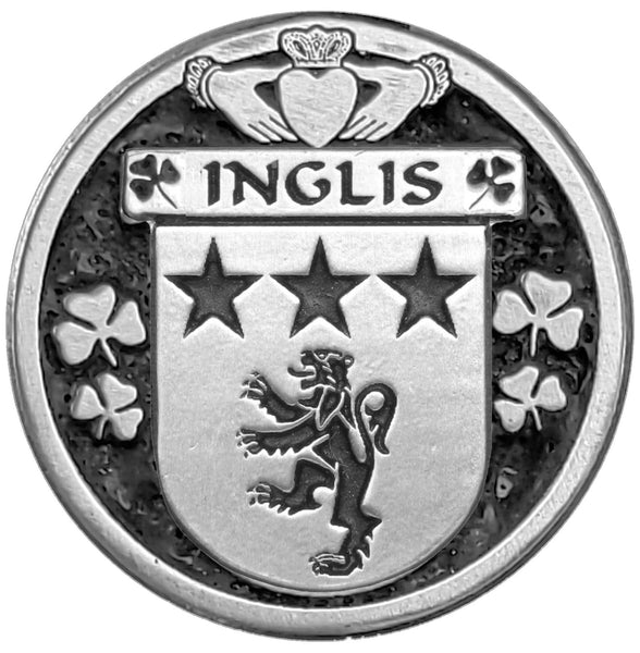 Inglis Irish Coat of Arms Celtic Cross Bow Brooch