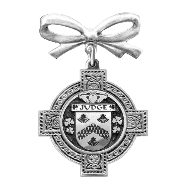 Judge Irish Coat of Arms Celtic Cross Bow Brooch