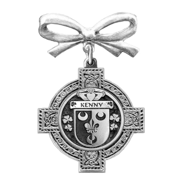 Kenny Irish Coat of Arms Celtic Cross Bow Brooch