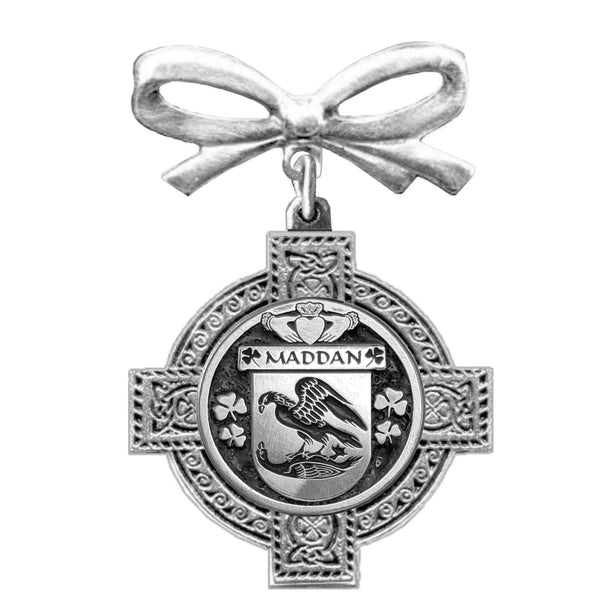 Maddan Irish Coat of Arms Celtic Cross Bow Brooch