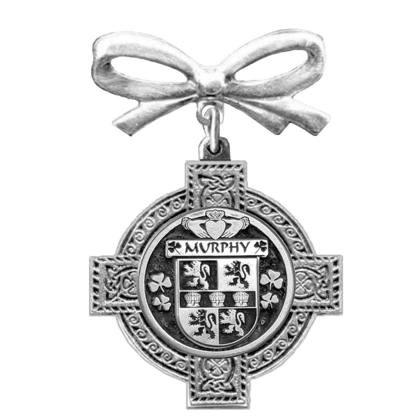 Murphy Irish Coat of Arms Celtic Cross Bow Brooch