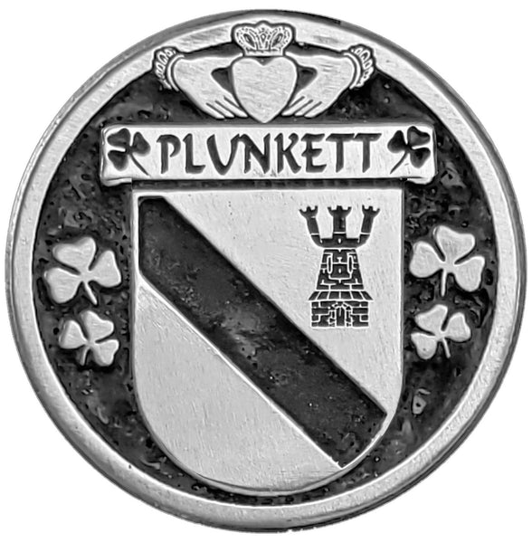 Plunkett Irish Coat of Arms Celtic Cross Bow Brooch