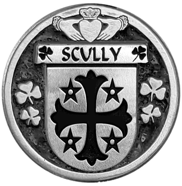 Scully Irish Coat of Arms Celtic Cross Bow Brooch