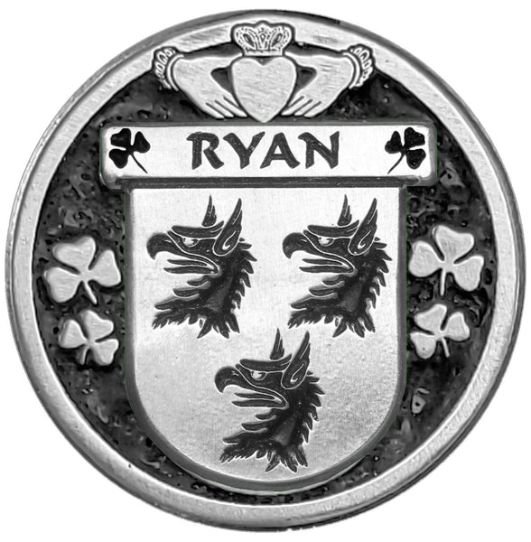 Ryan Irish Coat of Arms Celtic Cross Bow Brooch