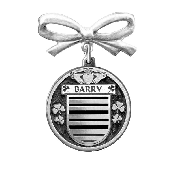 Barry Irish Coat of Arms Disk Bow Brooch