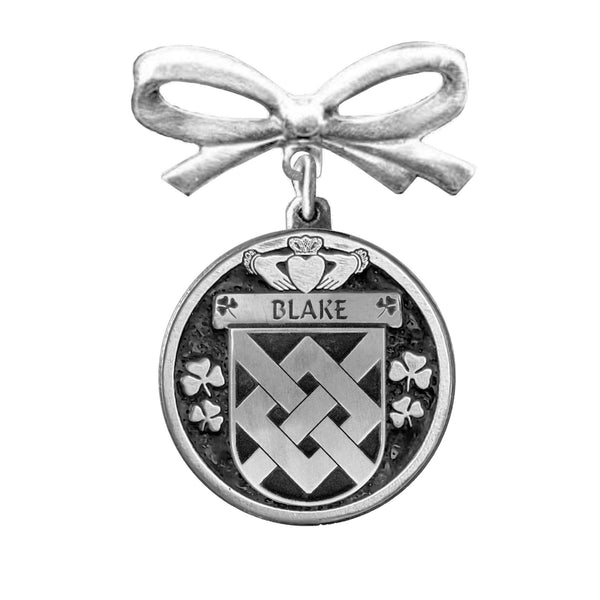 Blake Irish Coat of Arms Disk Bow Brooch