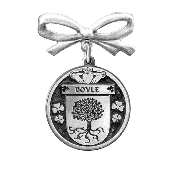 Boyle Irish Coat of Arms Disk Bow Brooch
