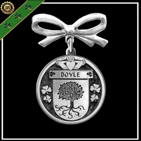Boyle Irish Coat of Arms Disk Bow Brooch