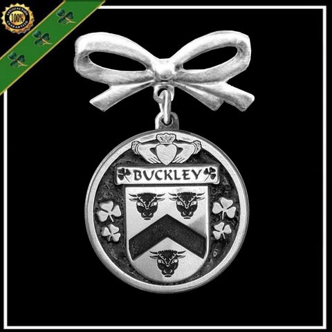 Buckley Irish Coat of Arms Disk Bow Brooch