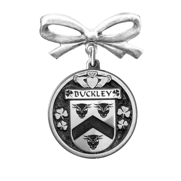 Buckley Irish Coat of Arms Disk Bow Brooch