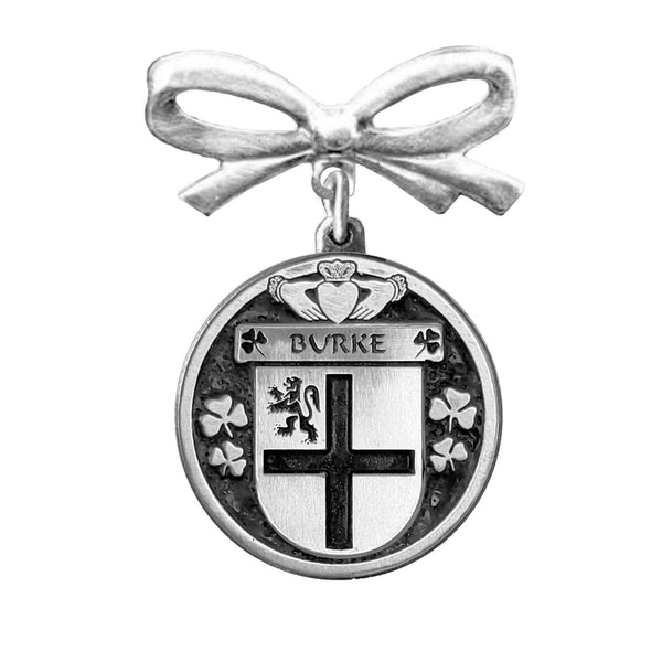 Burke Irish Coat of Arms Disk Bow Brooch