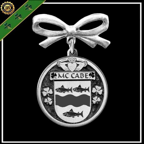 McCabe Irish Coat of Arms Disk Bow Brooch