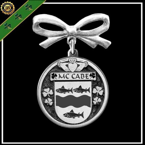 McCabe Irish Coat of Arms Disk Bow Brooch