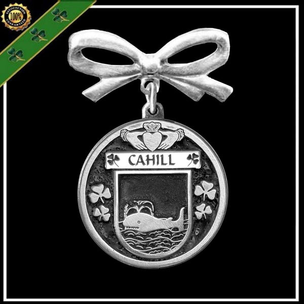 Cahill Irish Coat of Arms Disk Bow Brooch