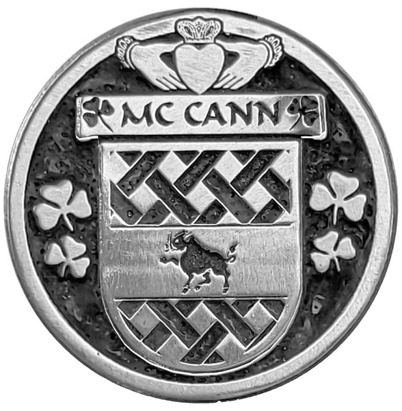 McCann Irish Coat of Arms Disk Bow Brooch